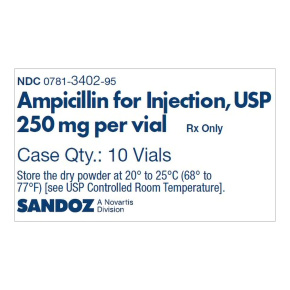 Ampicillin Sodium 250 mg / 8 mL Injection 8 mL