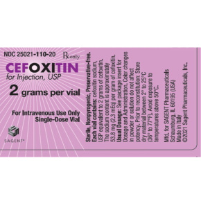 Cefoxitin Sodium, Preservative Free 2 Gram Intravenous Injection 26 mL