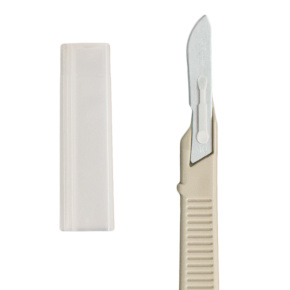 Medicut™ Sterile Disposable Scalpel Stainless Steel Blade with Classic Plastic Grip Handle for Surgical Precision Cutting