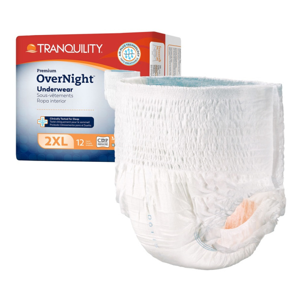 Tranquility® Premium OverNight™ Pull-On Absorbent Underwear Unisex Adult Heavy Absorbency with Tear Away Seams, Overnight Protection and Moisture Control