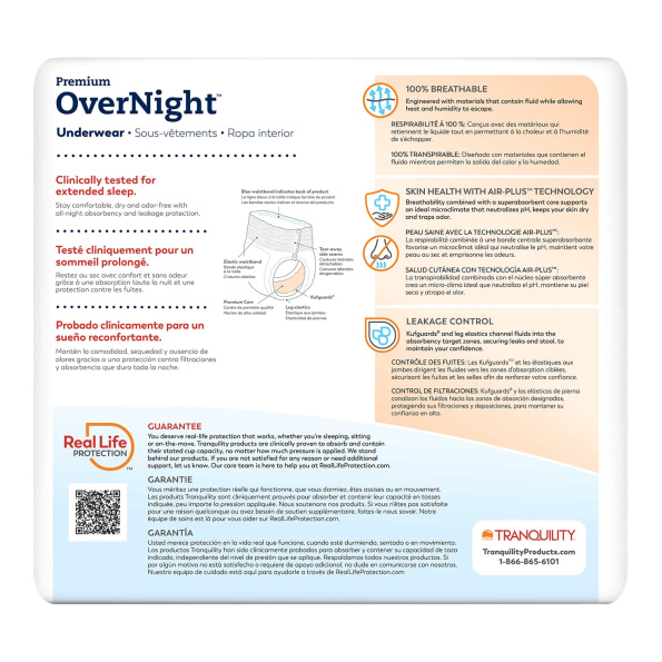 Tranquility® Premium OverNight™ Pull-On Absorbent Underwear Unisex Adult Heavy Absorbency with Tear Away Seams, Overnight Protection and Moisture Control - Image 10
