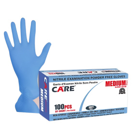 CARE Soft Nitrile Powder-Free Gloves X-Small to X-Large Durable Fit